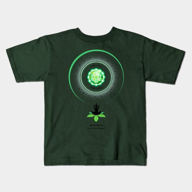 Fourth Chakra, Anahata. I Am Love Mantra. Kids T-Shirt by Anahata Realm